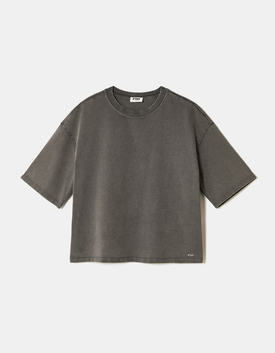 TALLY WEiJL, Grey Oversized Basic T-Shirt for Women