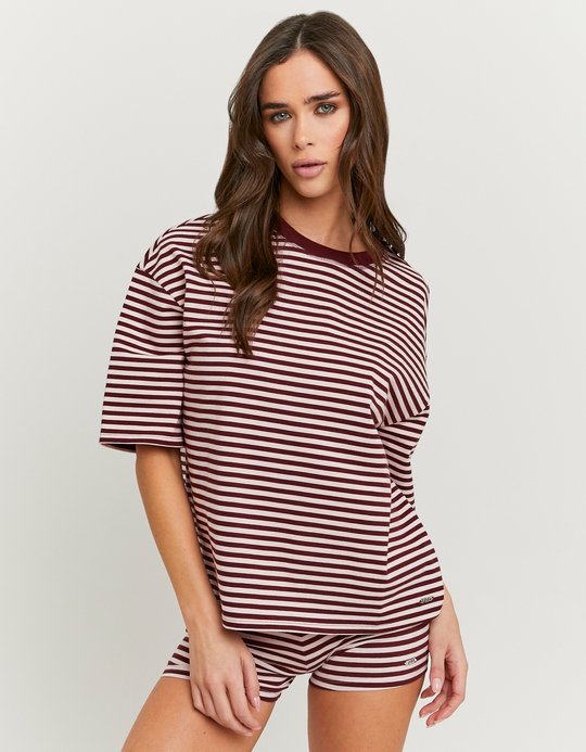 TALLY WEiJL, T-shirt basic a righe borgogna for Women