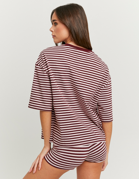 TALLY WEiJL, Burgundy Striped Basic T Shirt for Women