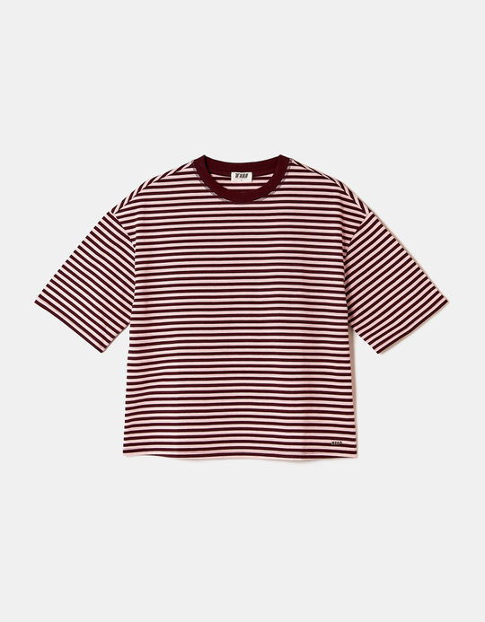 TALLY WEiJL, Burgundy Striped Basic T Shirt for Women