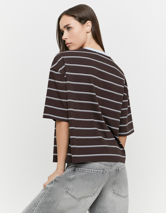 TALLY WEiJL, Braun Gestreiftes Oversize T-Shirt for Women
