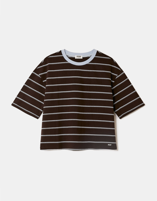 TALLY WEiJL, Braun Gestreiftes Oversize T-Shirt for Women