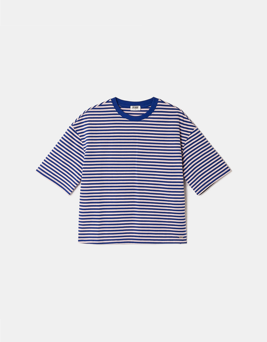 TALLY WEiJL, Blau Gestreiftes Oversize T-Shirt for Women