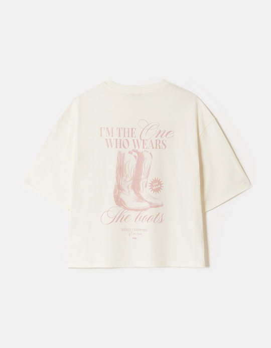 TALLY WEiJL, White Oversized Printed T-Shirt for Women