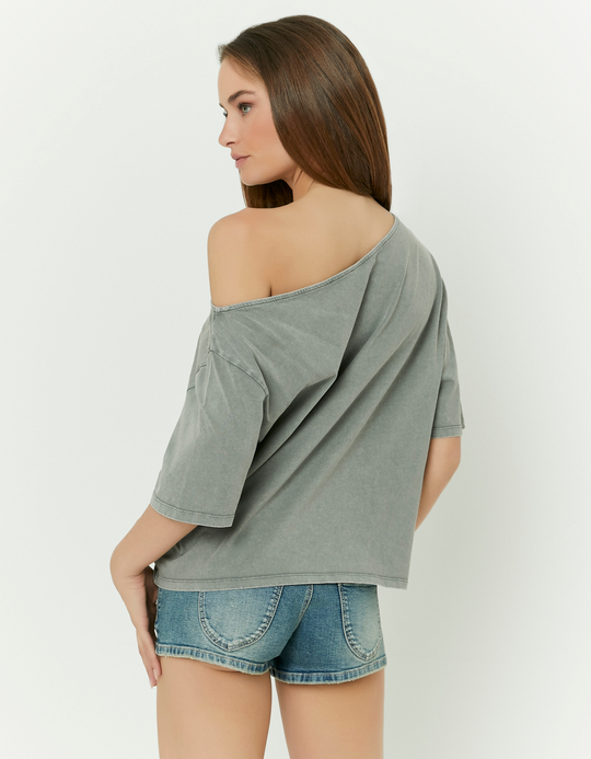 TALLY WEiJL, Grey Printed T-shirt for Women