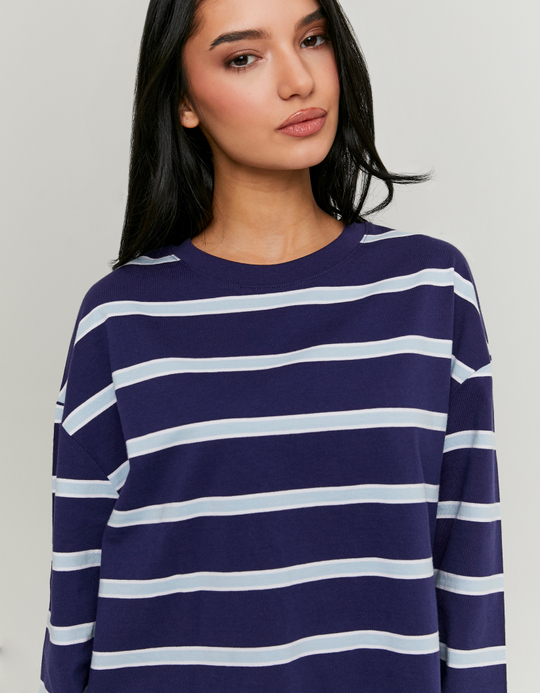 TALLY WEiJL, Blue Striped T‑Shirt With Long Sleeves for Women
