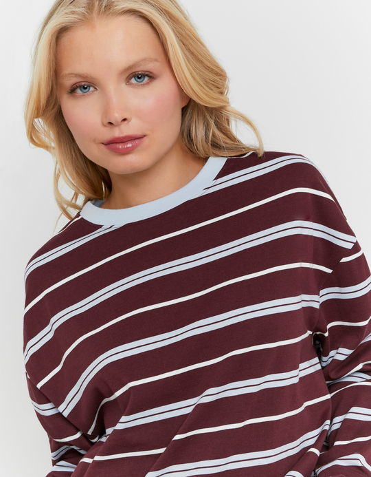TALLY WEiJL, Burgundy Striped T-Shirt for Women