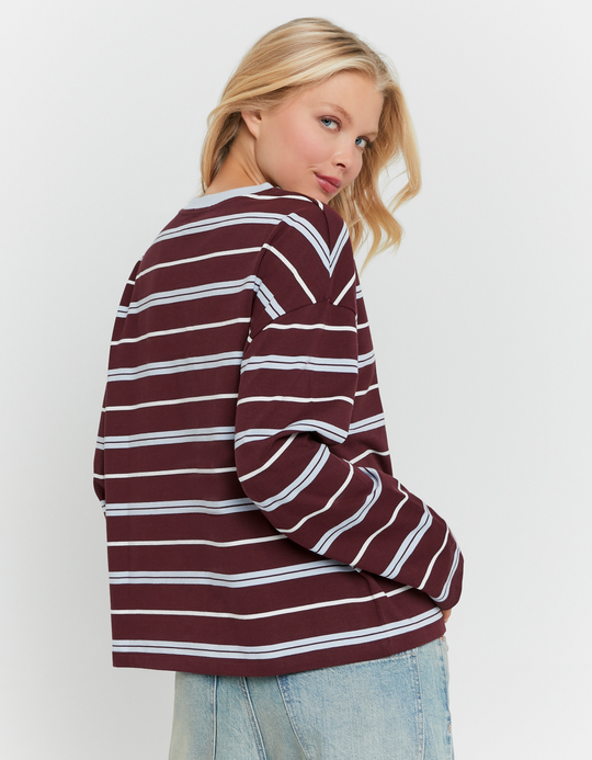 TALLY WEiJL, Burgundy Striped T-Shirt for Women