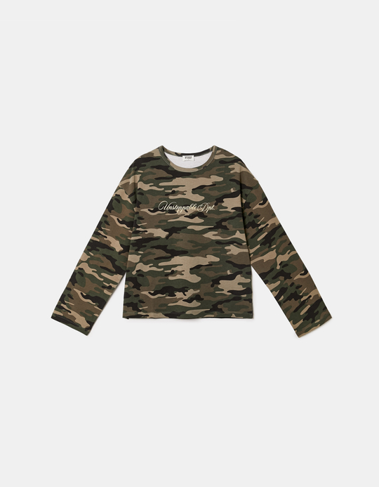 TALLY WEiJL, Camouflage T‑Shirt With Long Sleeves for Women