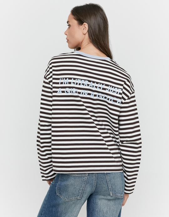TALLY WEiJL, Brown Stripe Printed T-Shirt for Women