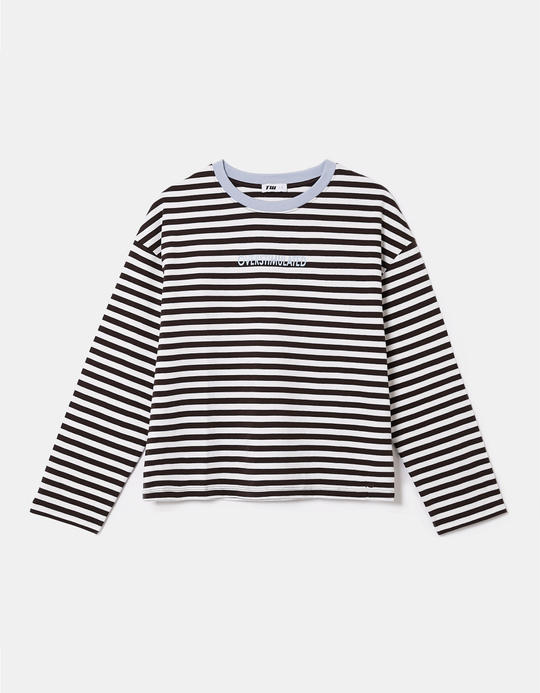 TALLY WEiJL, Brown Stripe Printed T-Shirt for Women