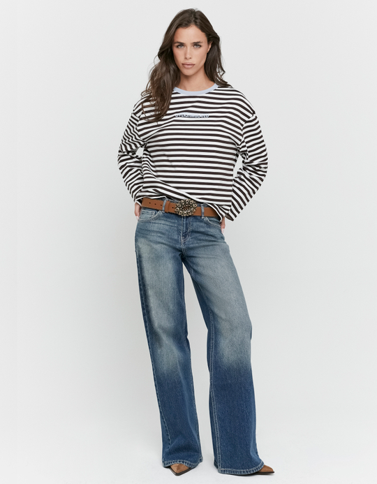 TALLY WEiJL, Brown Stripe Printed T-Shirt for Women