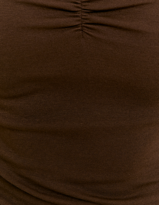 TALLY WEiJL, Brown Scoop Neck Long Sleeve T-Shirt for Women