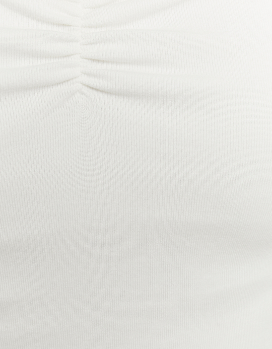 TALLY WEiJL, White Scoop Neck Long Sleeve T-Shirt for Women