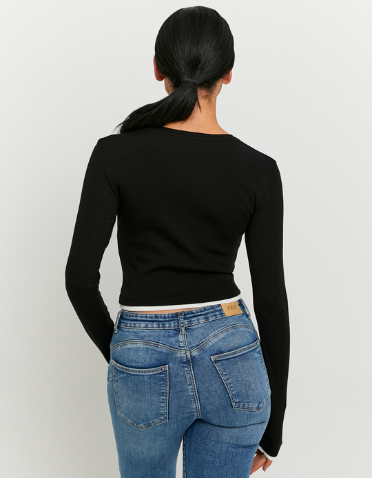TALLY WEiJL, Schwarzes Basic Langarm-T-Shirt for Women