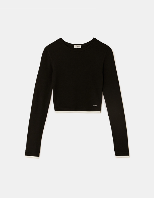 TALLY WEiJL, Schwarzes Basic Langarm-T-Shirt for Women