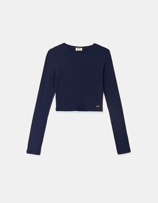 TALLY WEiJL, Blaues Basic Langarm-T-Shirt for Women