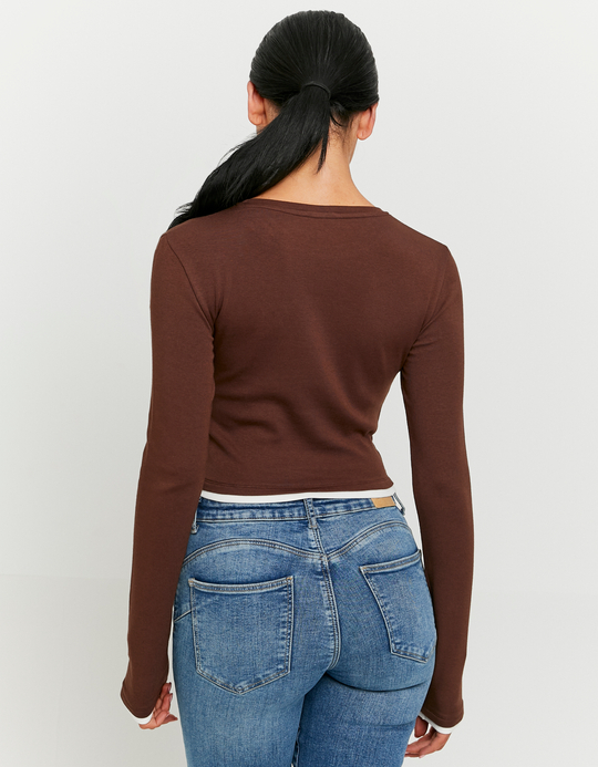 TALLY WEiJL, Braunes Basic Langarm-T-Shirt for Women