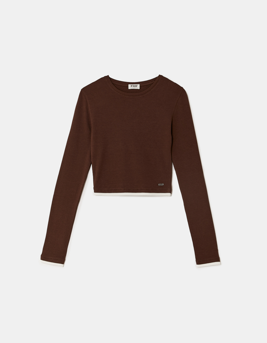 TALLY WEiJL, Braunes Basic Langarm-T-Shirt for Women