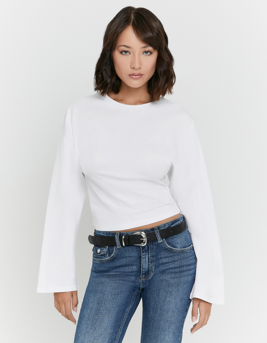 TALLY WEiJL, T Shirt Blanc à Manches Longues for Women