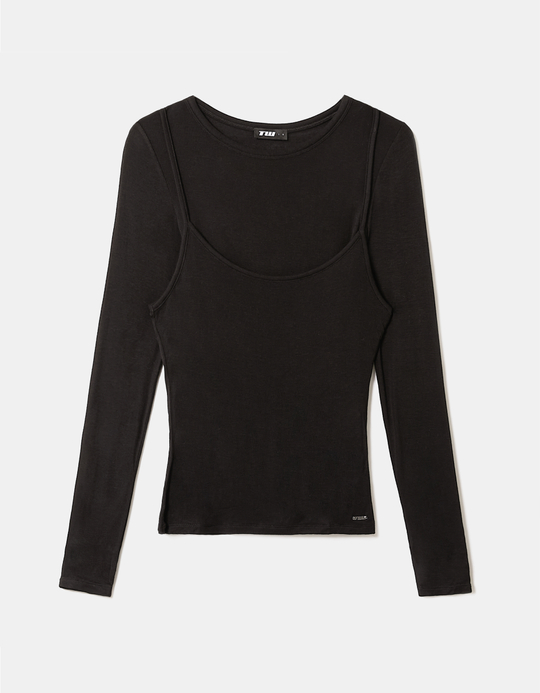 TALLY WEiJL, Black Layered T Shirt for Women