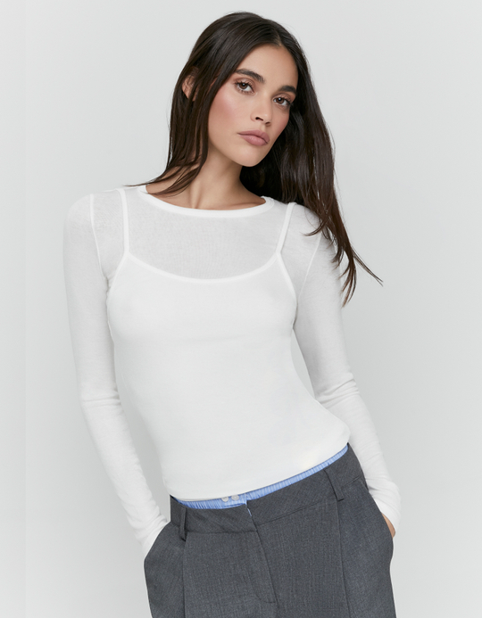 TALLY WEiJL, White Layered T Shirt for Women