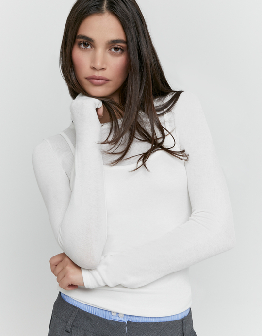 TALLY WEiJL, White Layered T Shirt for Women