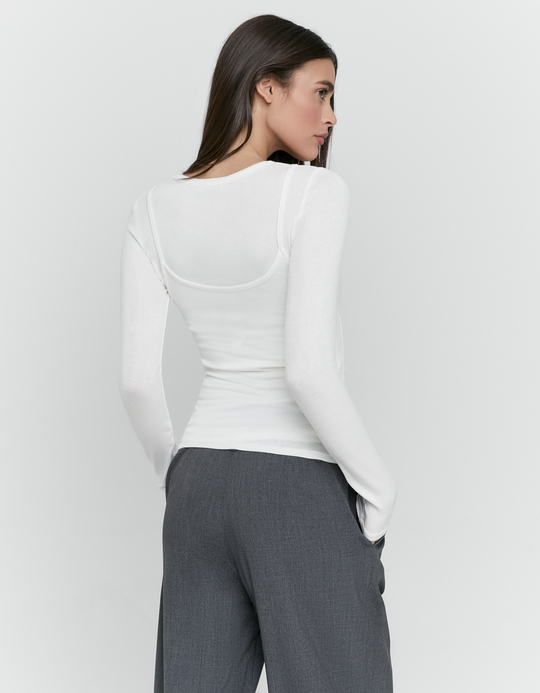 TALLY WEiJL, White Layered T Shirt for Women