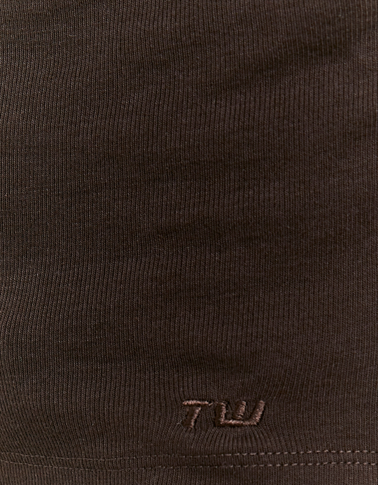 TALLY WEiJL, T-Shirt Drapé Marron à Manches Longues for Women