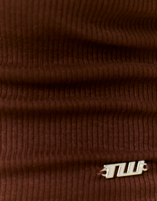 TALLY WEiJL, Brown Polo Ruched T-shirt for Women