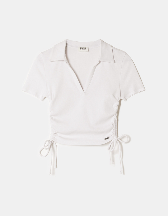 TALLY WEiJL, White Polo Ruched T-shirt for Women