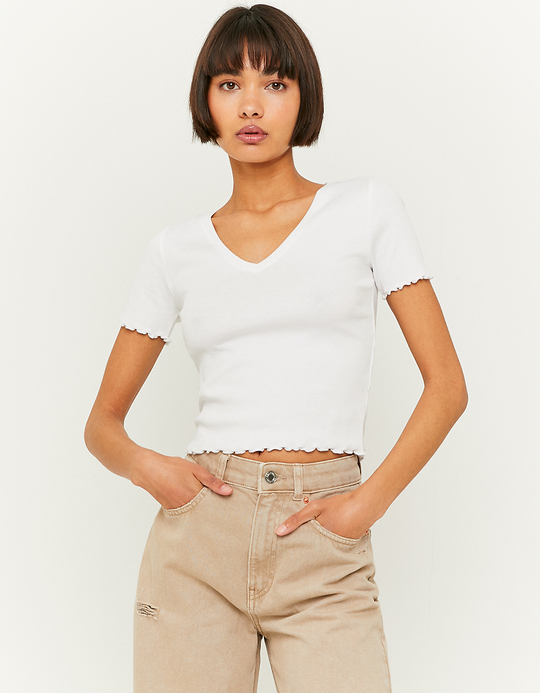 TALLY WEiJL, T-shirt Col V Blanc for Women
