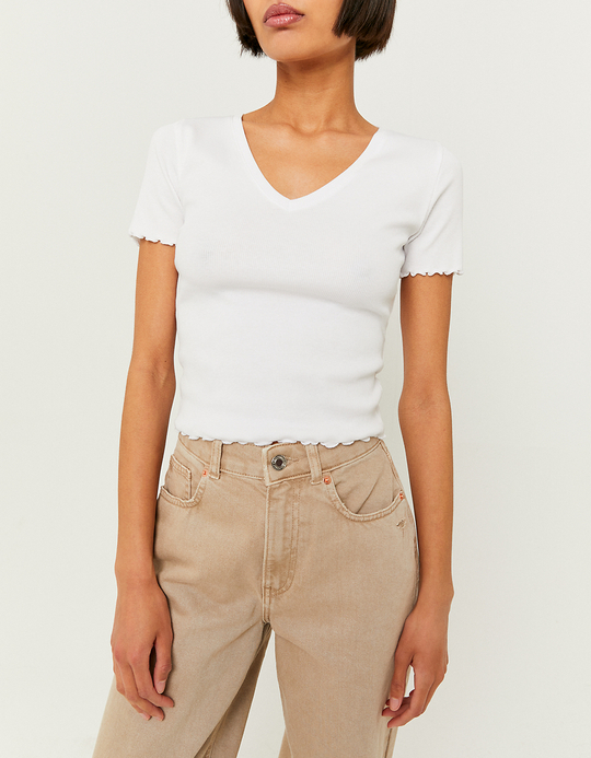 TALLY WEiJL, Maglietta Scollo A V Bianca for Women