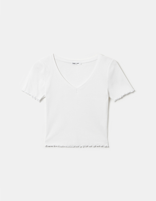 TALLY WEiJL, Maglietta Scollo A V Bianca for Women