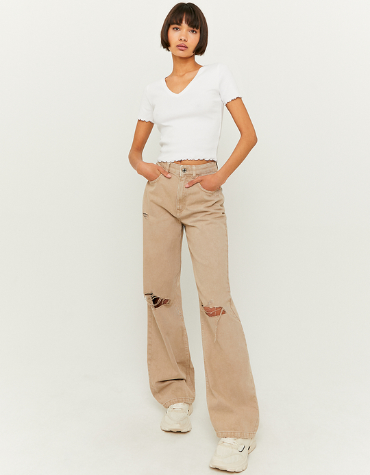TALLY WEiJL, Maglietta Scollo A V Bianca for Women