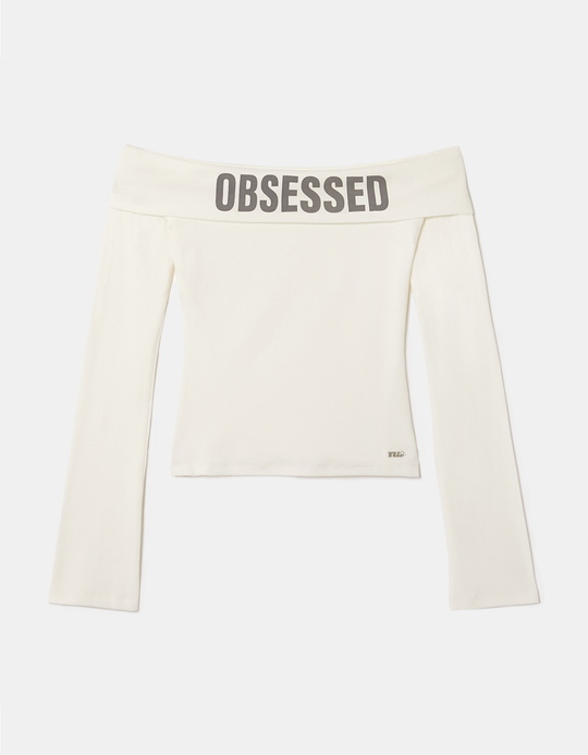 TALLY WEiJL, White Off Shoulder T Shirt for Women