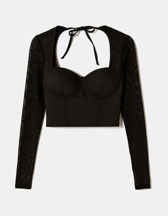 TALLY WEiJL, Black Bustier Top for Women