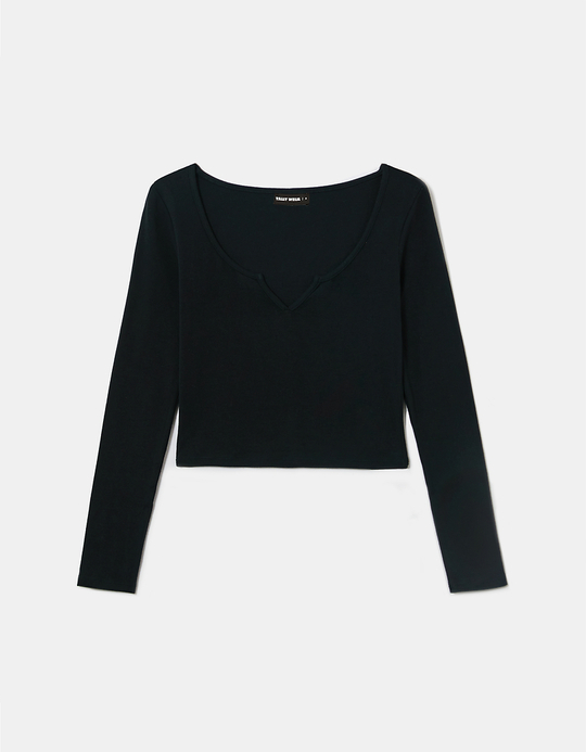 TALLY WEiJL, Black Basic Long Sleeves T shirts for Women