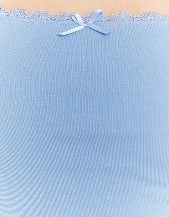 TALLY WEiJL, Blue Basic Top with Lace Trims for Women