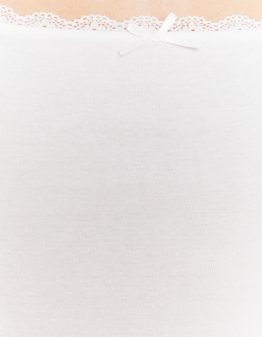 TALLY WEiJL, White Basic Top with Lace Trims for Women