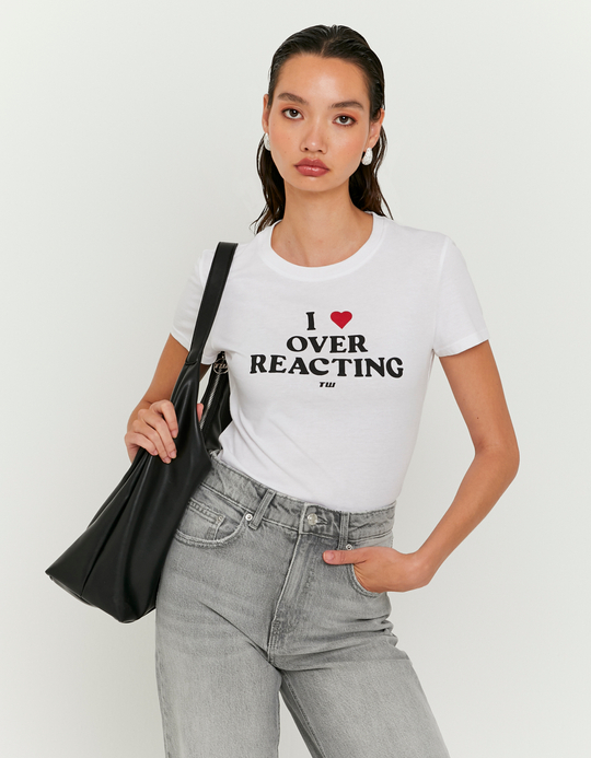 TALLY WEiJL, White Printed T-Shirt for Women