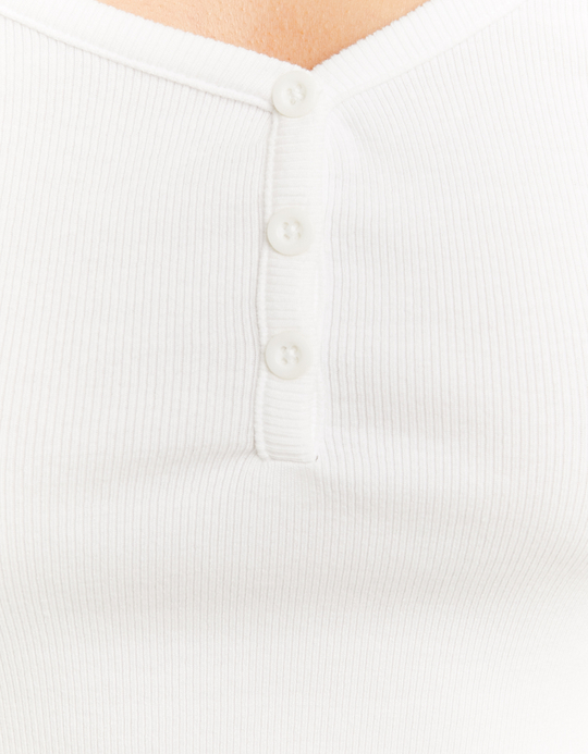 TALLY WEiJL, White Basic T-Shirt with Buttons for Women