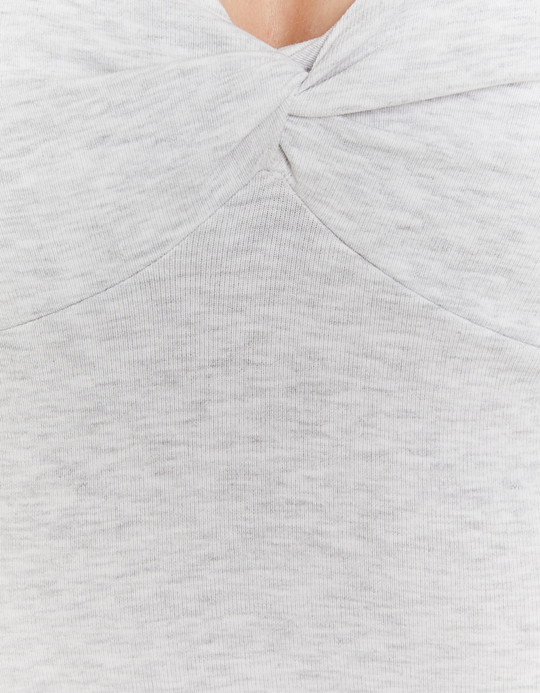 TALLY WEiJL, Grey Basic Top with Twisted Front Knot for Women