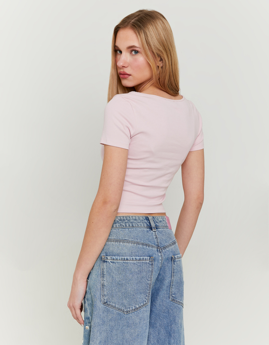 TALLY WEiJL, Pink Basic Top with Twisted Front Knot for Women