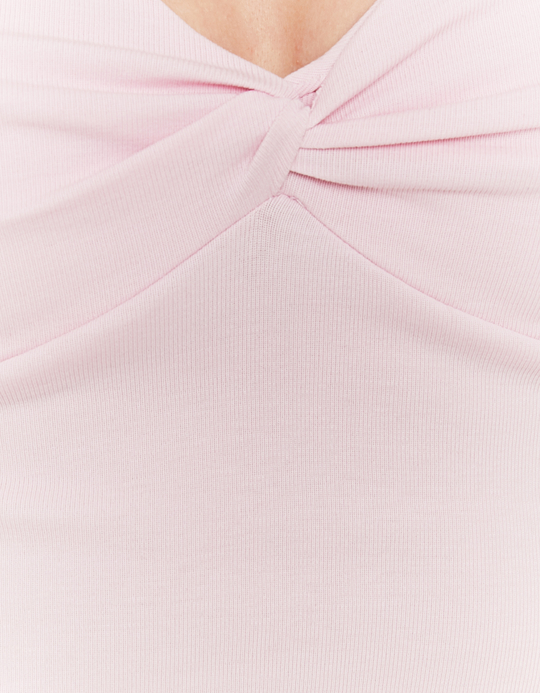 TALLY WEiJL, Pink Basic Top with Twisted Front Knot for Women