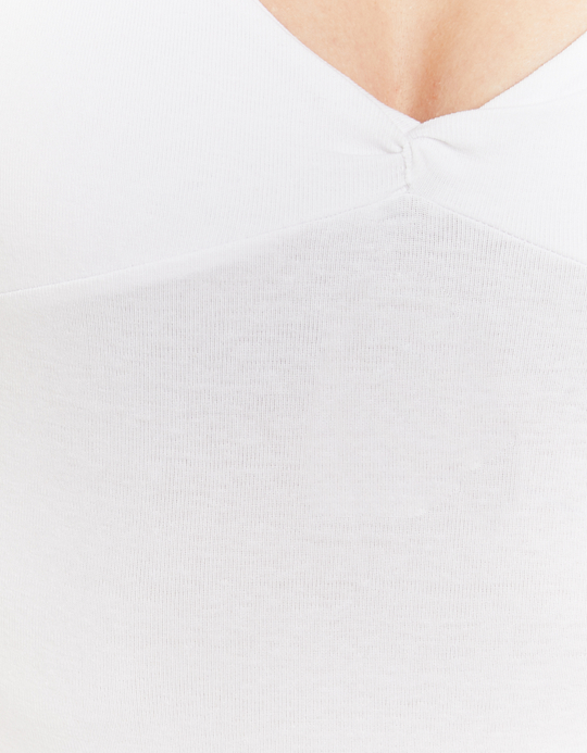 TALLY WEiJL, White Basic Top with Twisted Front Knot for Women