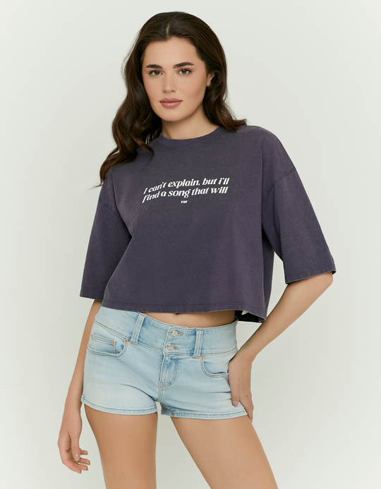 TALLY WEiJL, Purple Oversized Printed T-Shirt for Women