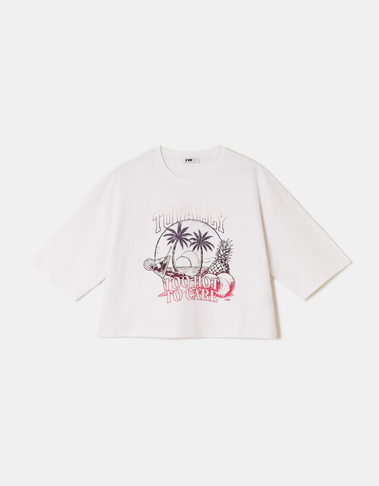 TALLY WEiJL, Weißes Bedrucktes Oversize T Shirt for Women