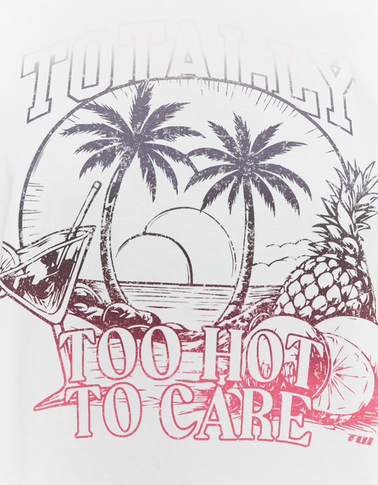 TALLY WEiJL, Weißes Bedrucktes Oversize T Shirt for Women