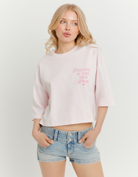 TALLY WEiJL, Pink Oversized Printed T-Shirt for Women